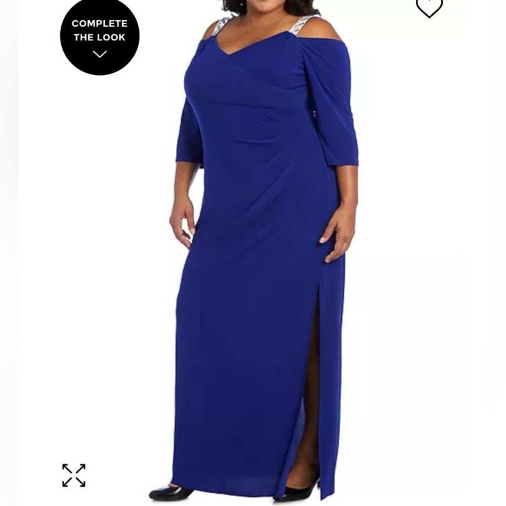 Embellished cold shoulder gown